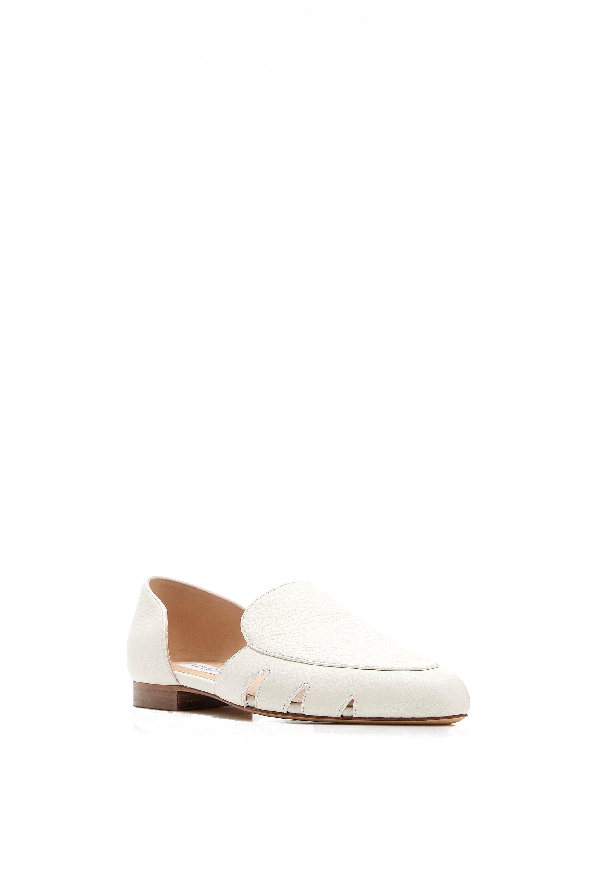 Rory Flat Shoe in Cream Leather - 2