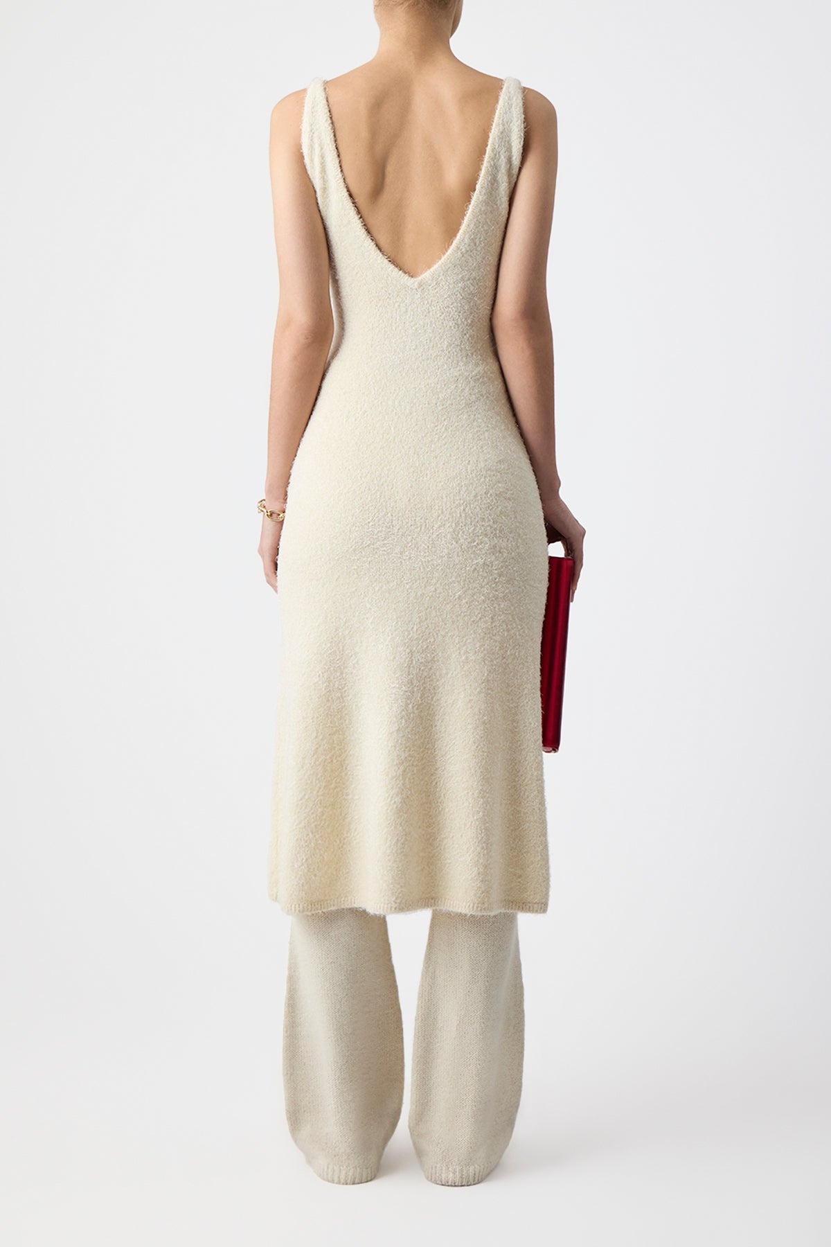 Downs Knit Dress in Ivory Silk Cashmere - 6