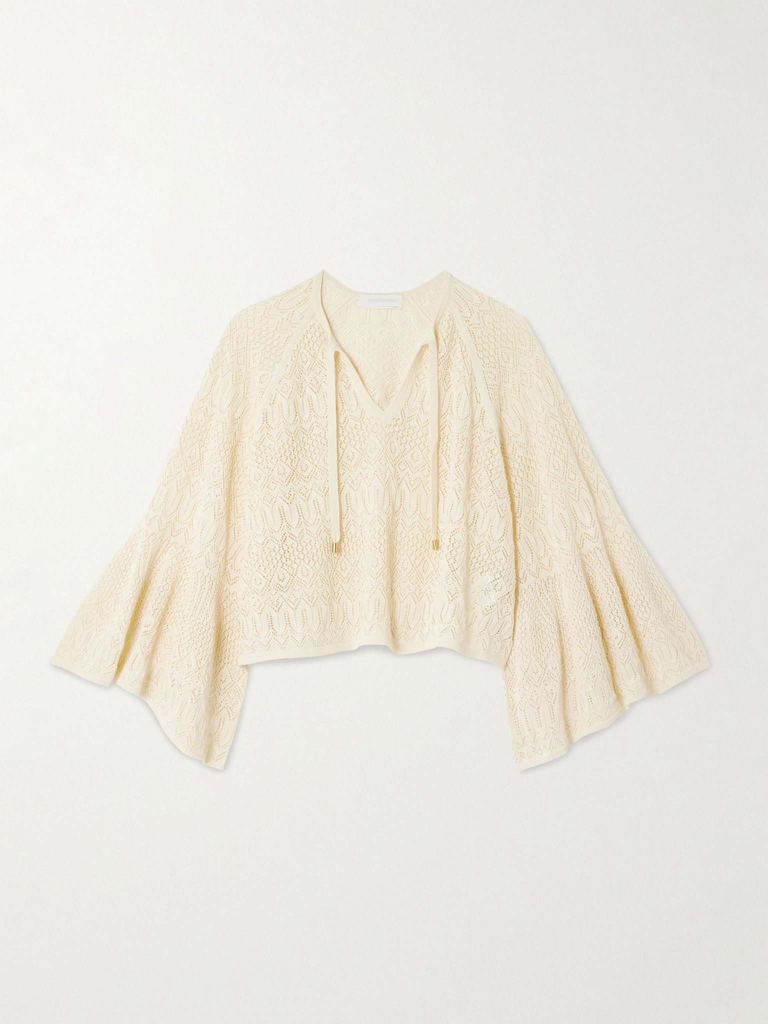 Coco pointelle-knit top Cream - 1