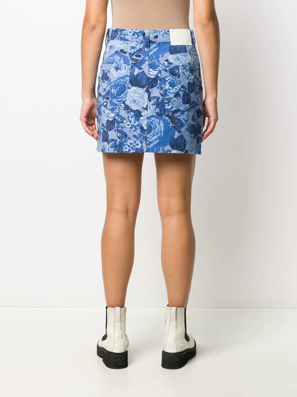 rose-print denim skirt - 4