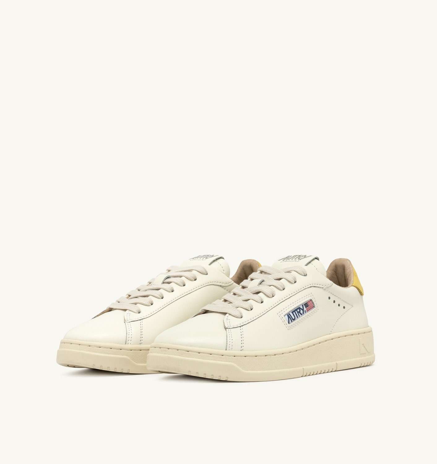 DALLAS LOW SNEAKERS IN MARSHMALLOW AND BUTTERCUP LEATHER - 2