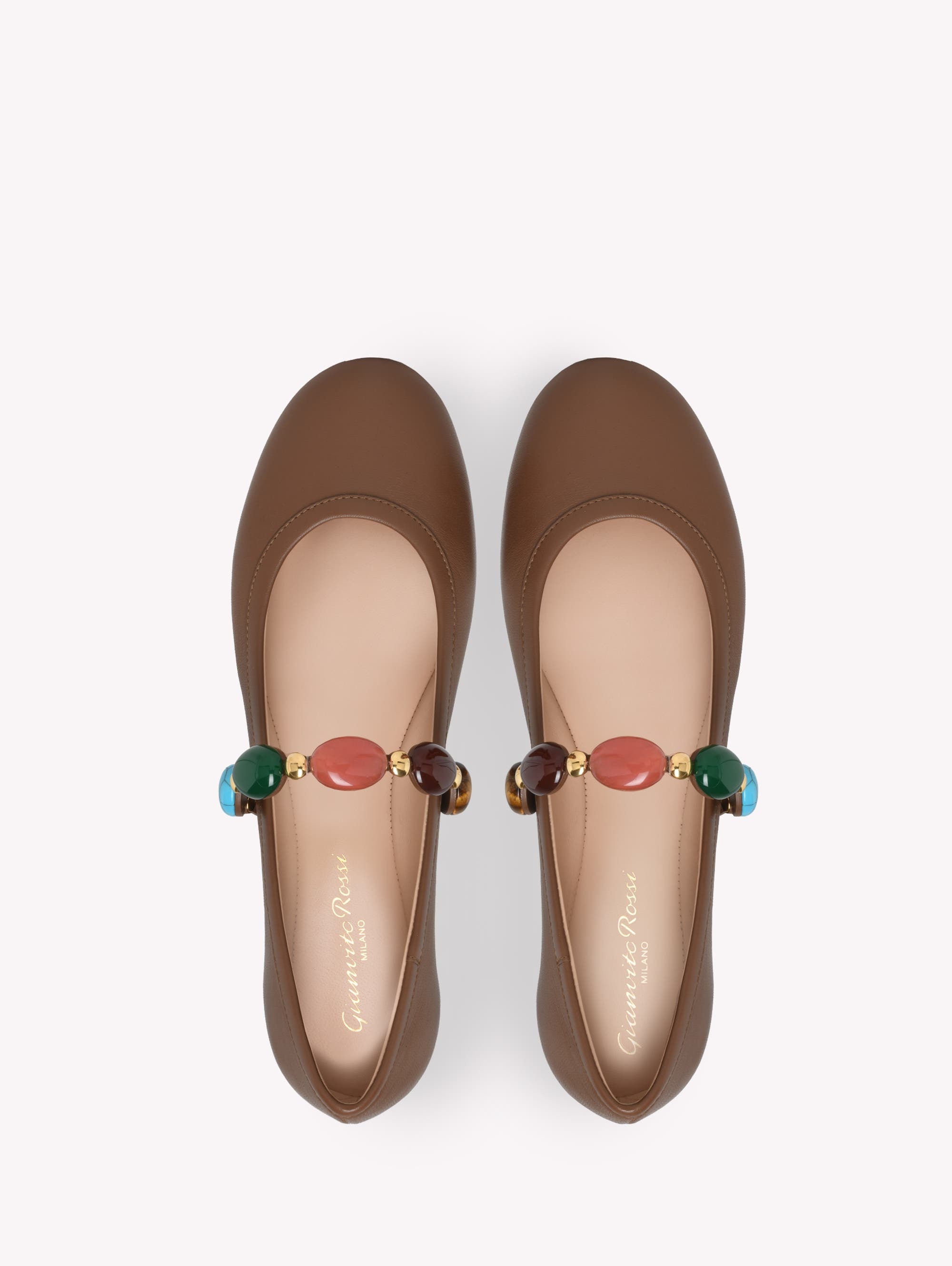 Gianvito Rossi Shanti Mary Jane Ballerina in Brown Leather at Nordstrom - 3