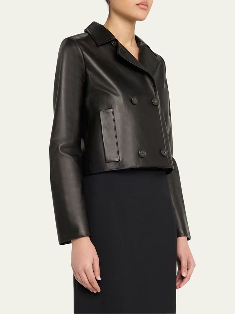 Vince Shrunken Leather Peacoat outlook