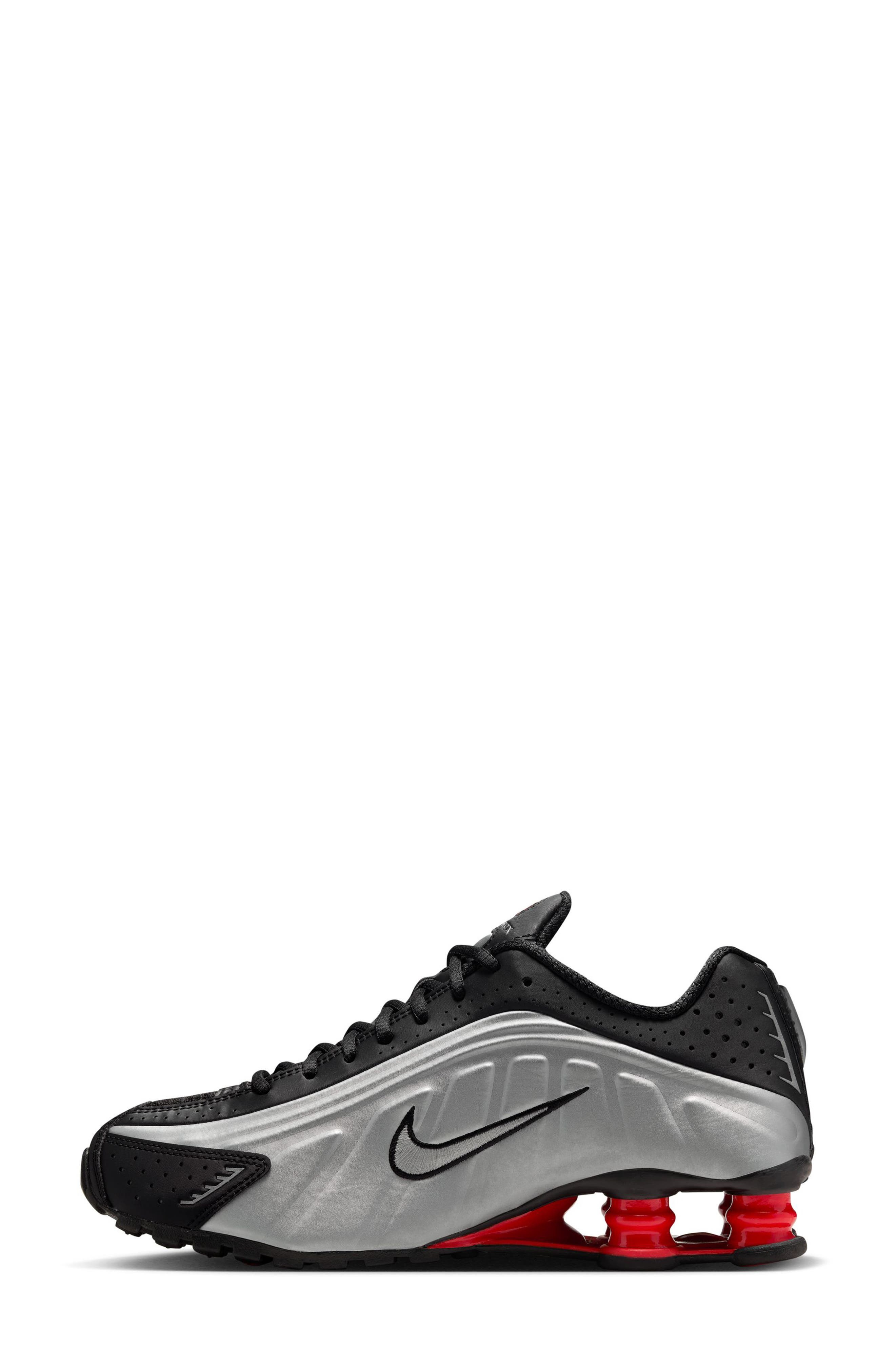 Nike Shox R4 Sneaker in Black/Silver/Light Crimson at Nordstrom - 6