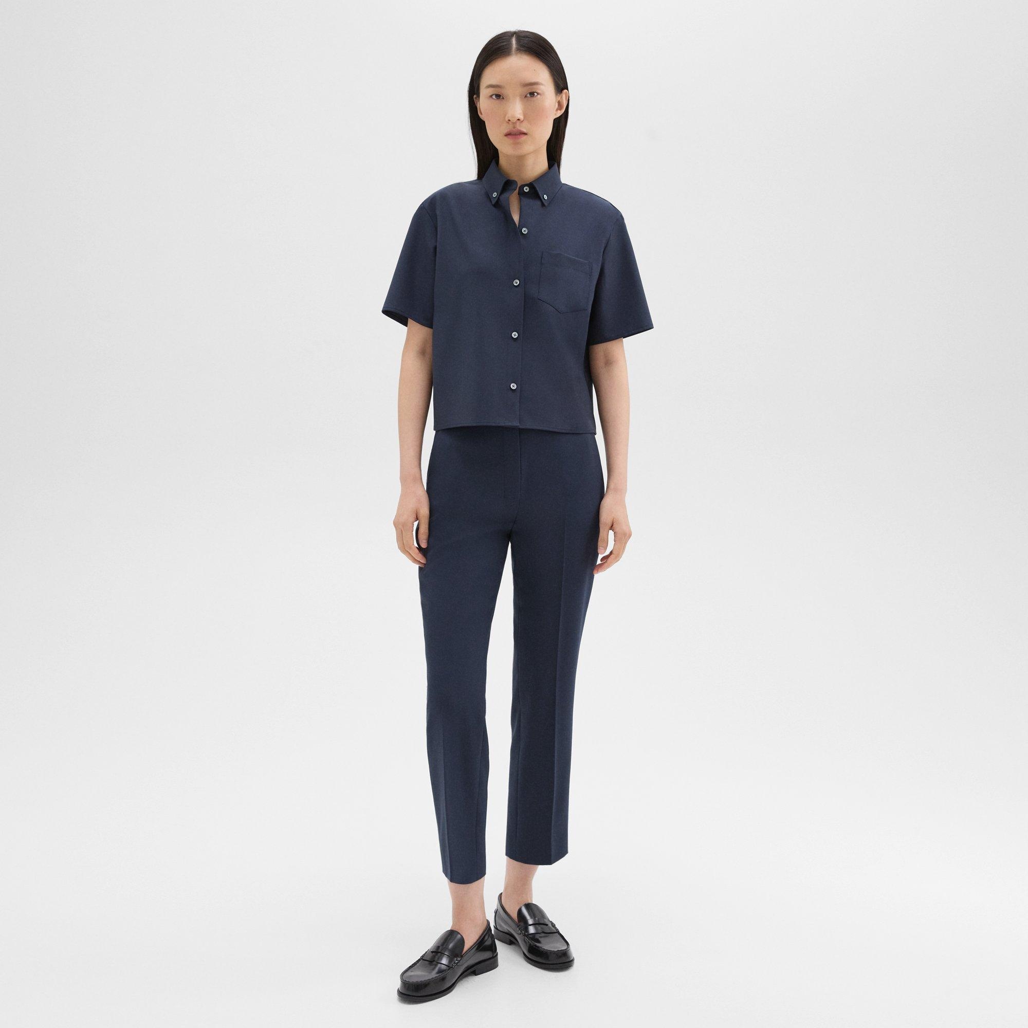 High-Waist Slim Crop Pant in Oxford Wool - 2