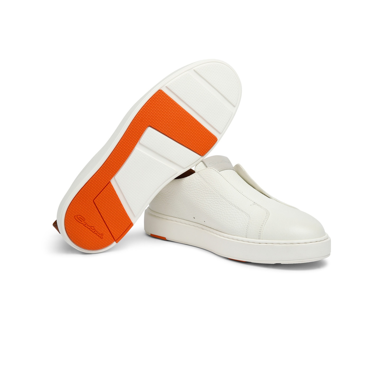 Women's white tumbled leather slip-on sneaker - 4