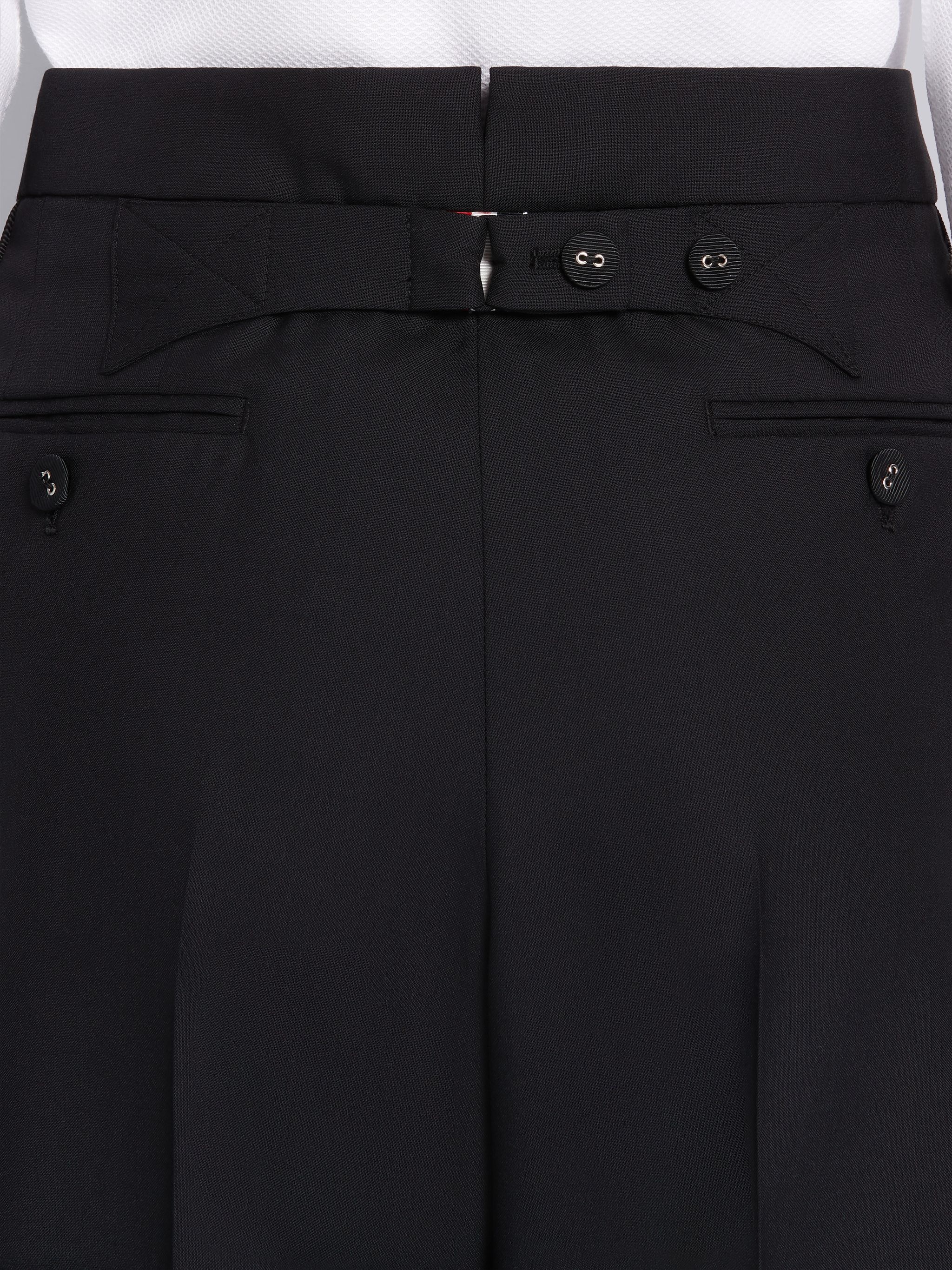 Black Wool Plain Weave Suiting Grosgrain Tipped Engineered 4-Bar Classic Trouser - 6