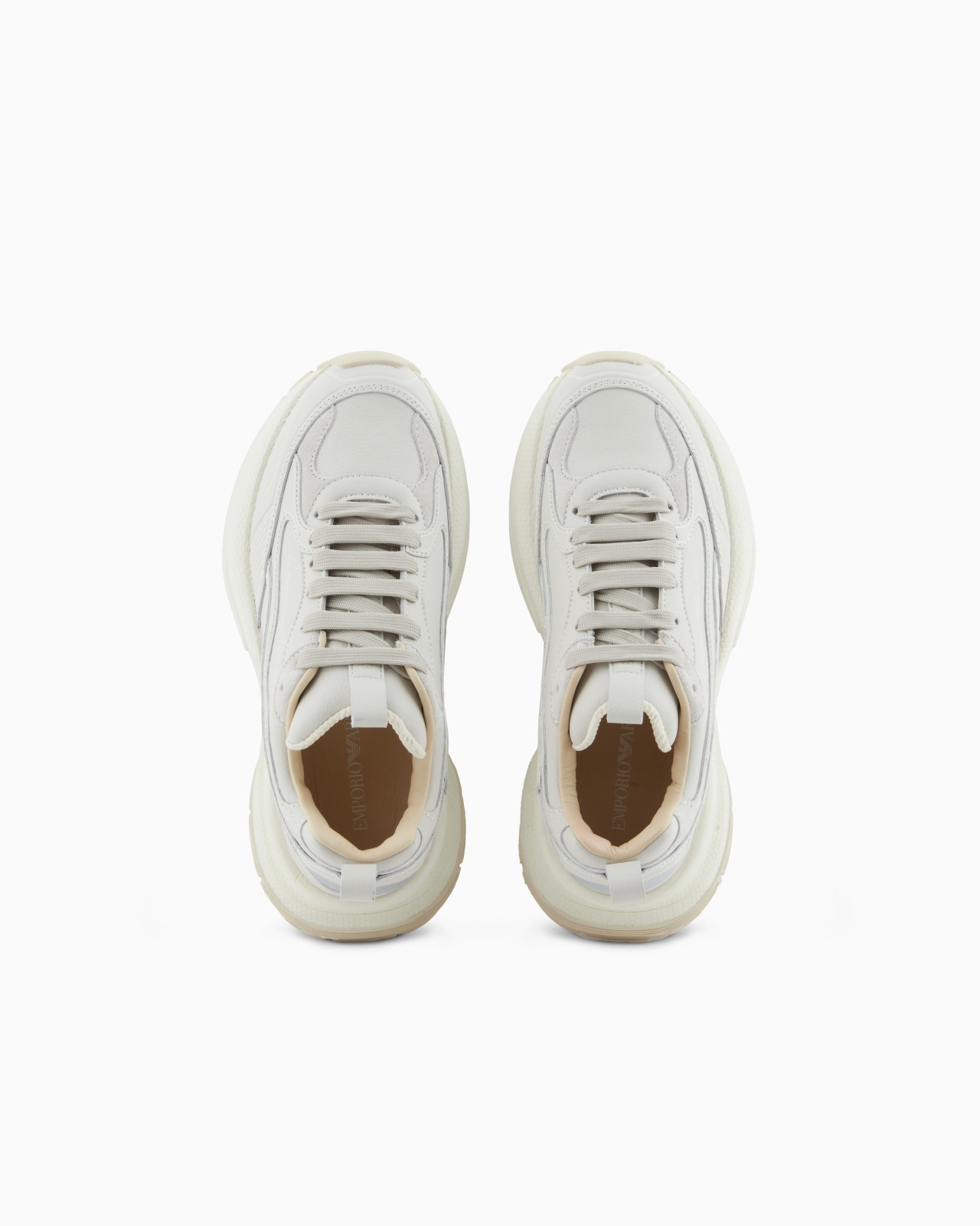 LEATHER SNEAKERS WITH VELVET DETAILS AND A SIGNATURE LOGO - 3