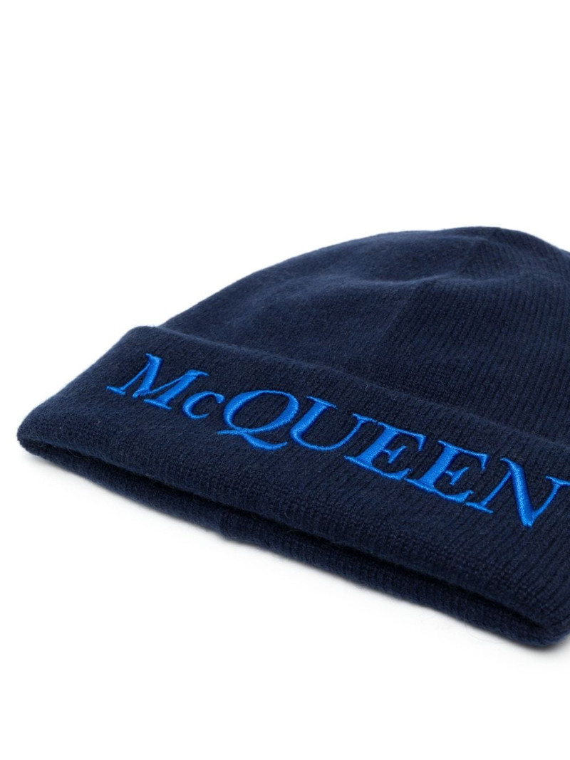 Alexander McQueen logo-embroidered cashmere beanie outlook