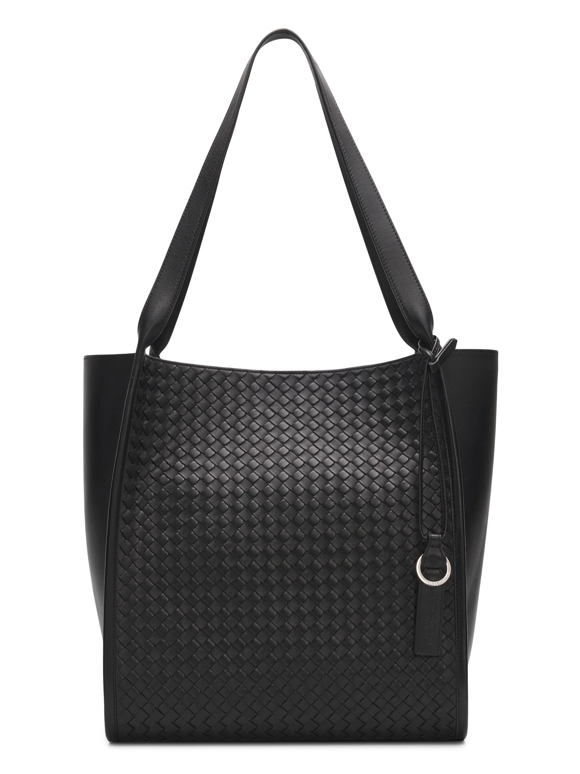 Men's Corriere Intrecciato Leather Tote Bag - Black Silver - 1