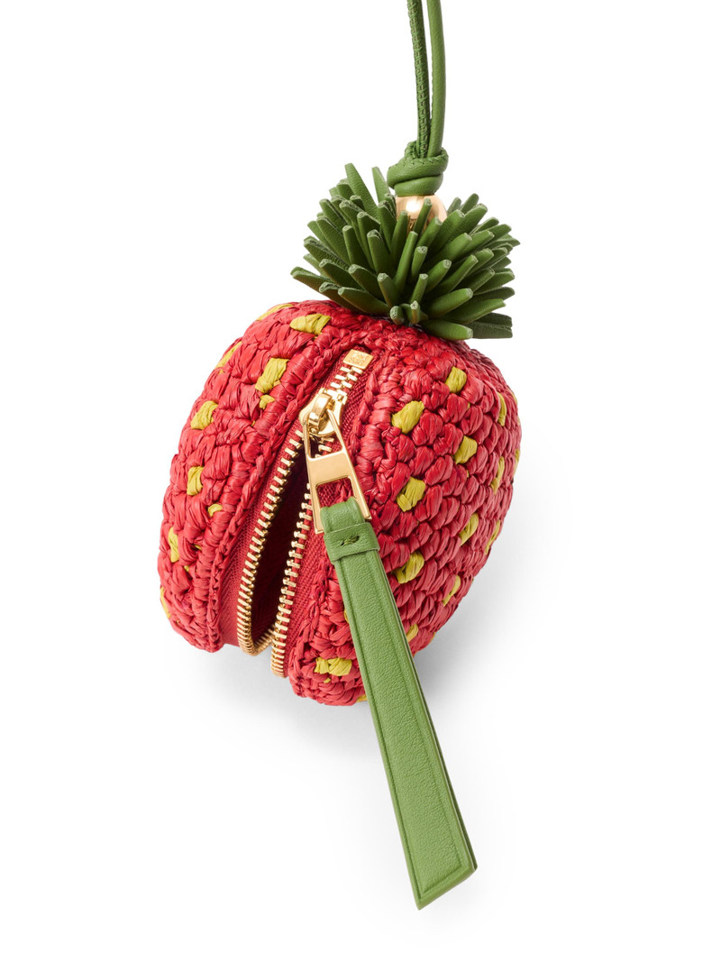 Women's LOEWE x Paula's Ibiza Strawberry Raffia Coin Purse - Red 3