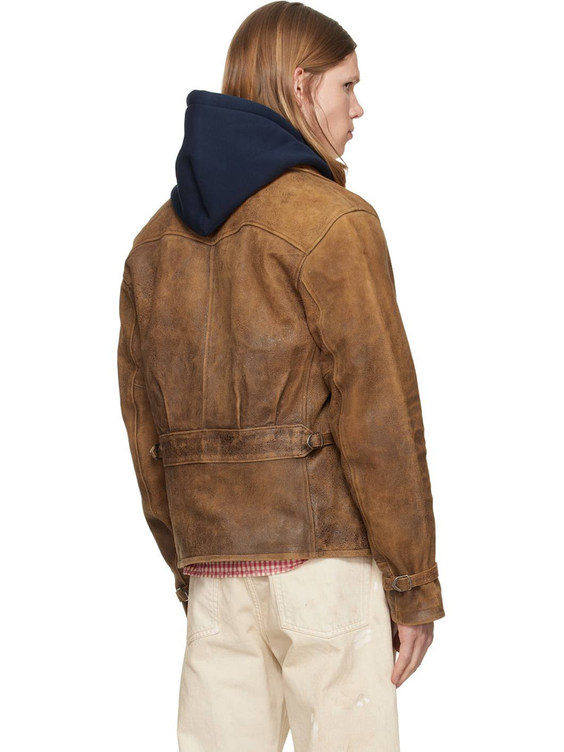 Brown Leather Bomber Jacket 3