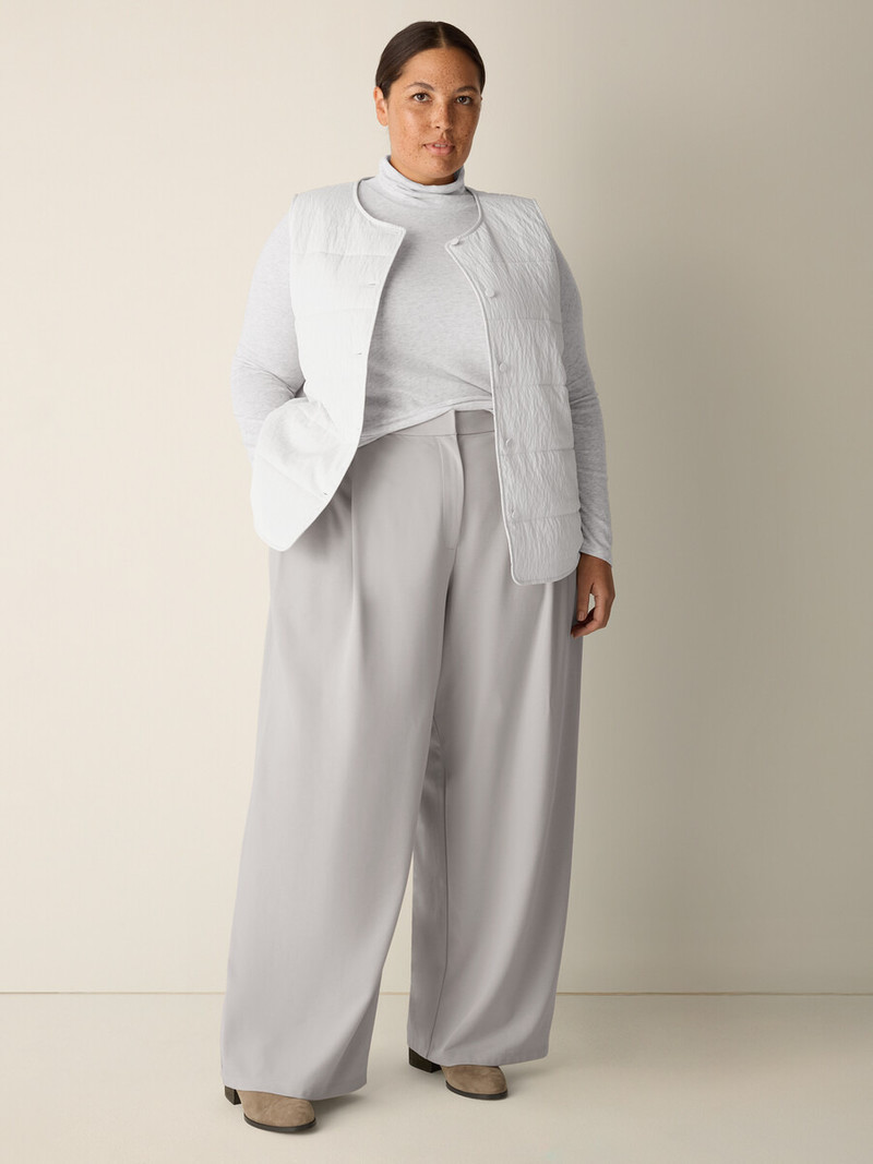 Lightweight Ponte Pleated Wide-Leg Pant 6