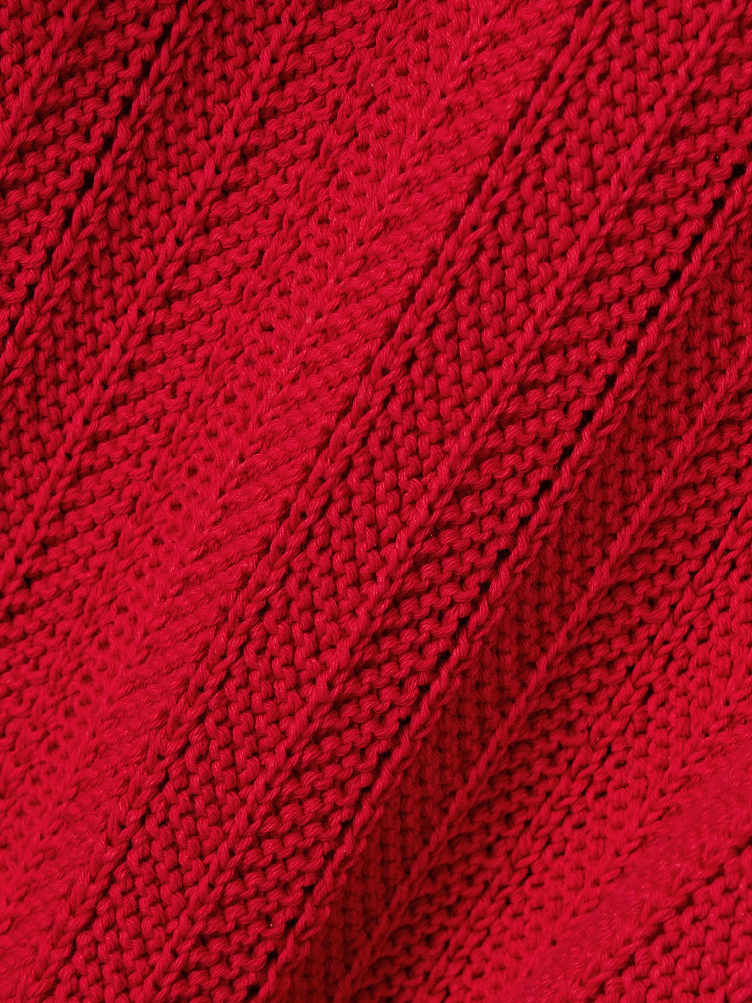 Sissi ribbed open-knit organic cotton midi dress Red - 4