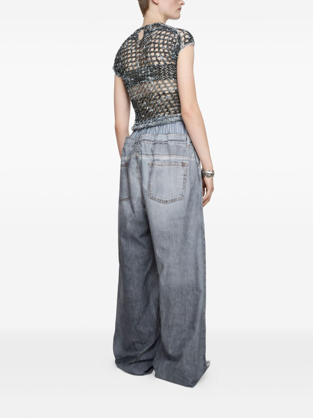 crochet-knit cropped T-shirt - 3