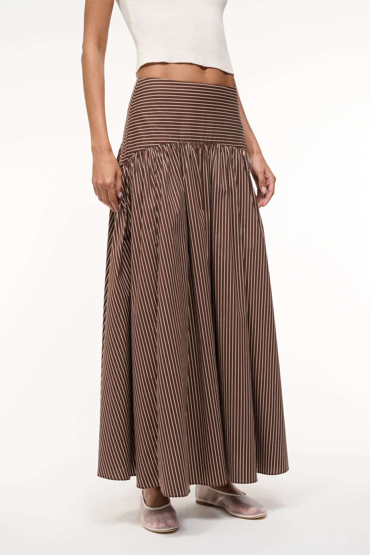 STAUD PROCIDA SKIRT DARK OAK MICRO STRIPE - 3