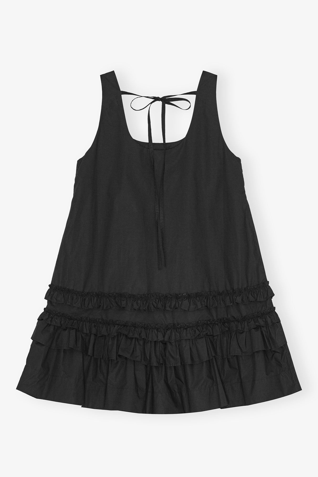BLACK COTTON POPLIN MINI DRESS - 6