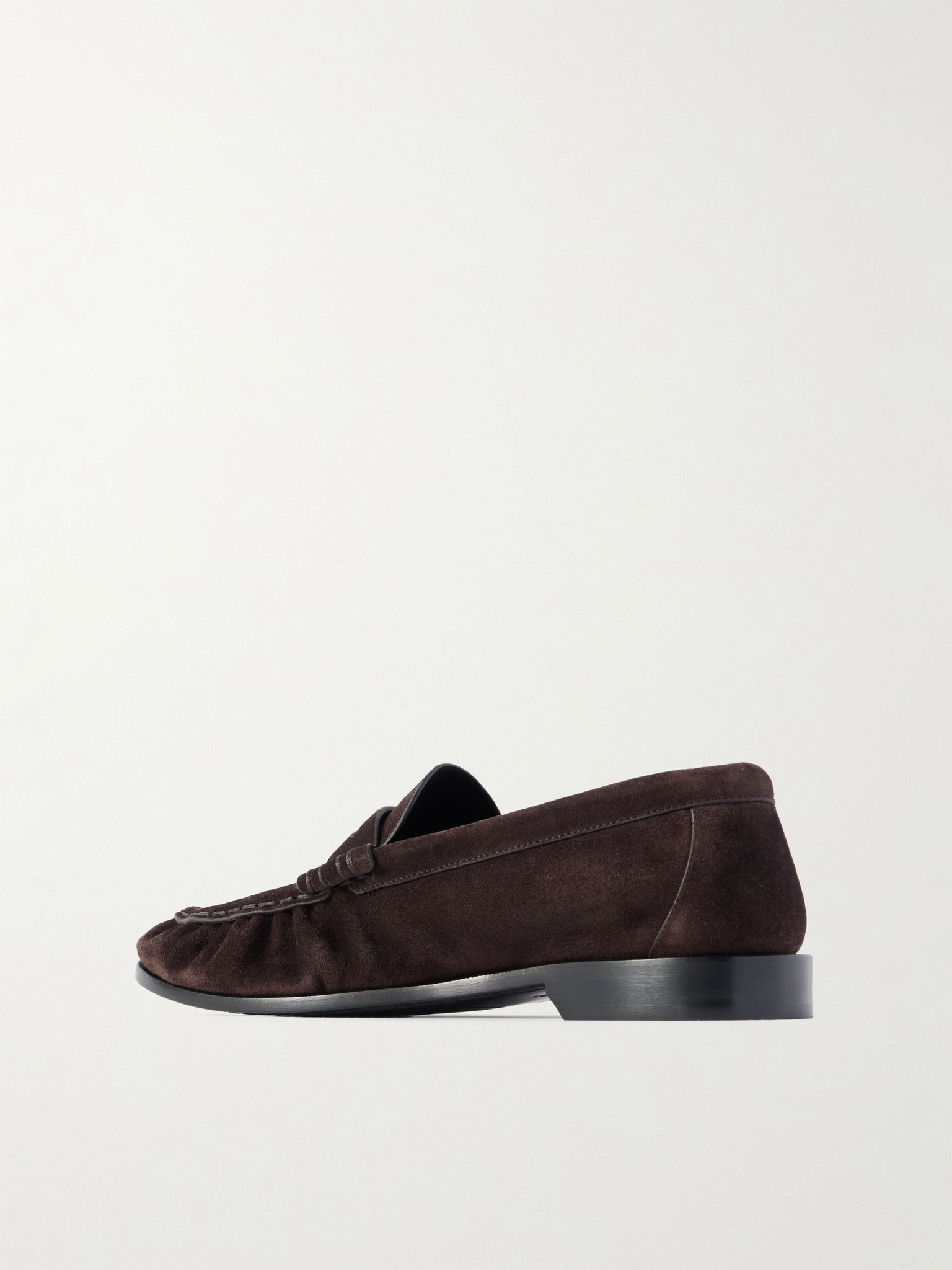 Le Loafer Monogram Logo-Appliquéd Suede Penny Loafers Brown - 4