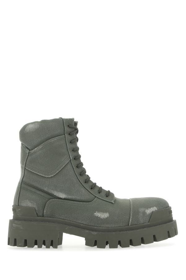 Grey canvas Combat Strike ankle boots - 1