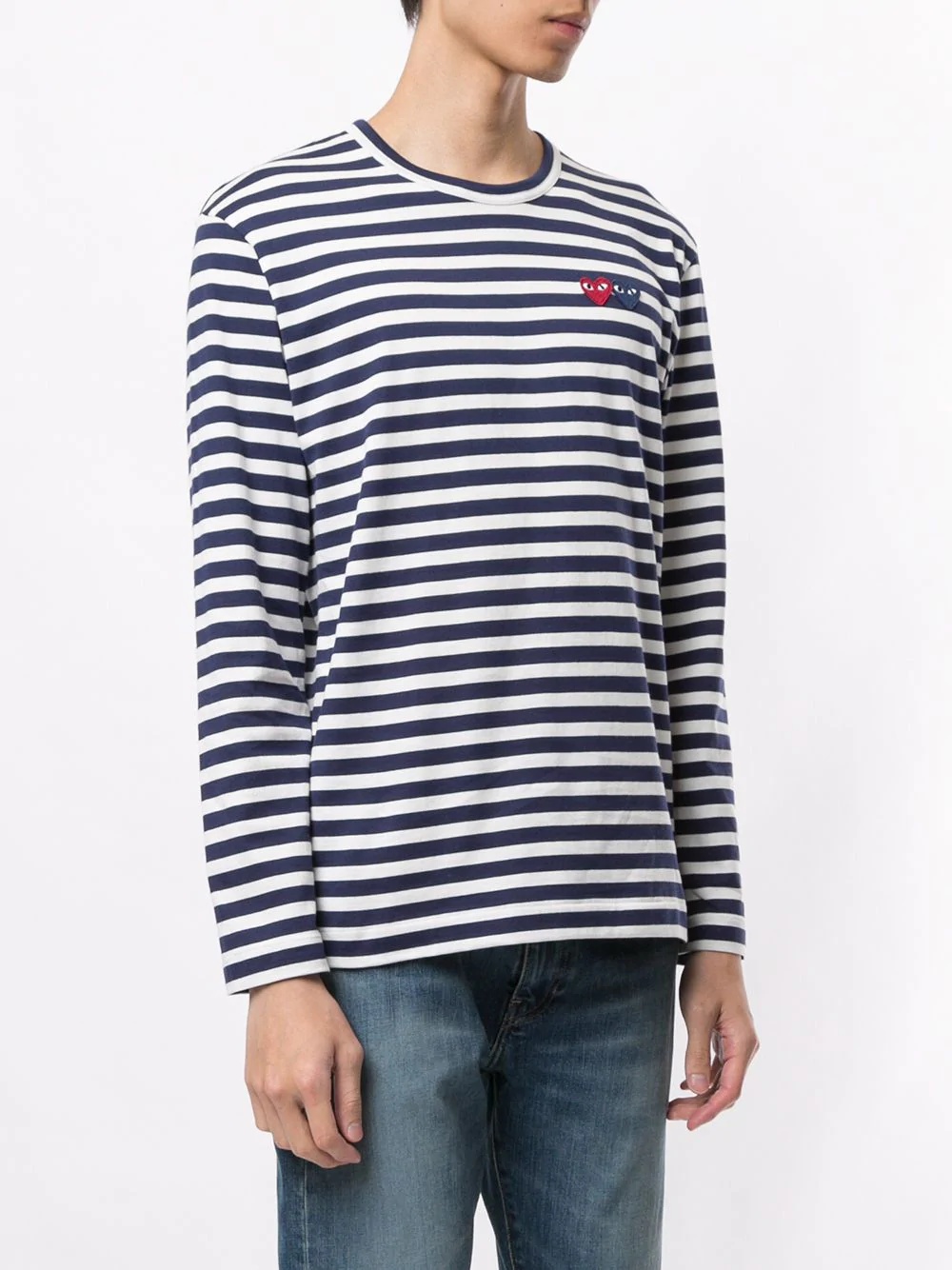 heart appliquéd striped T-shirt - 3