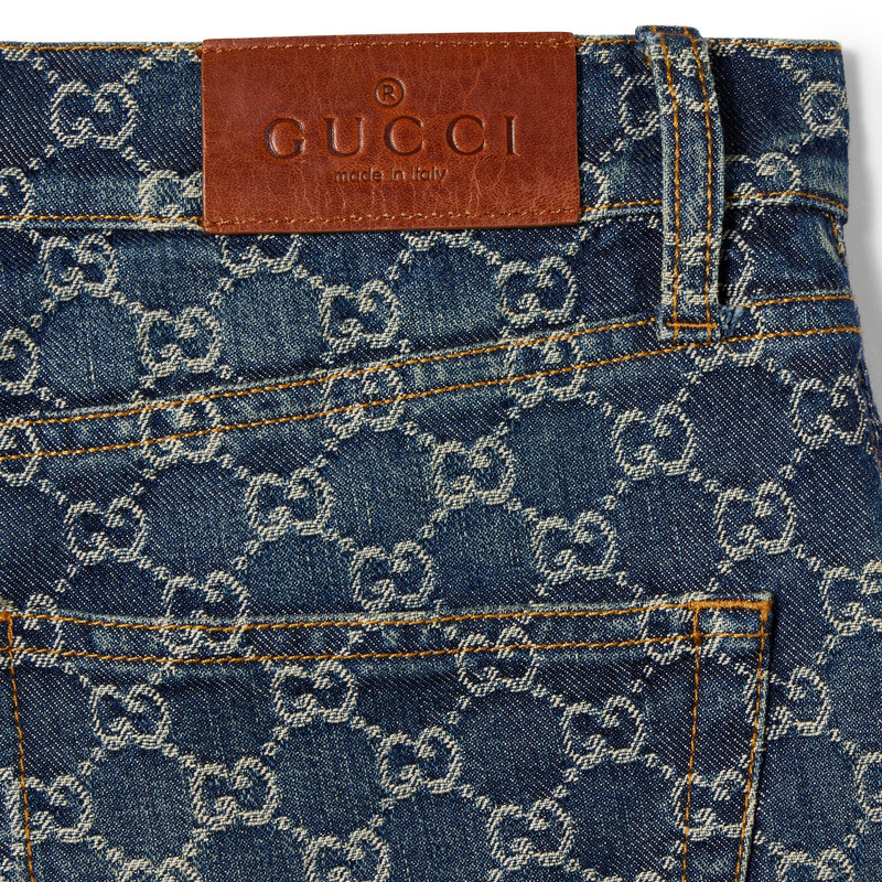 GG cotton denim jacquard pants 5