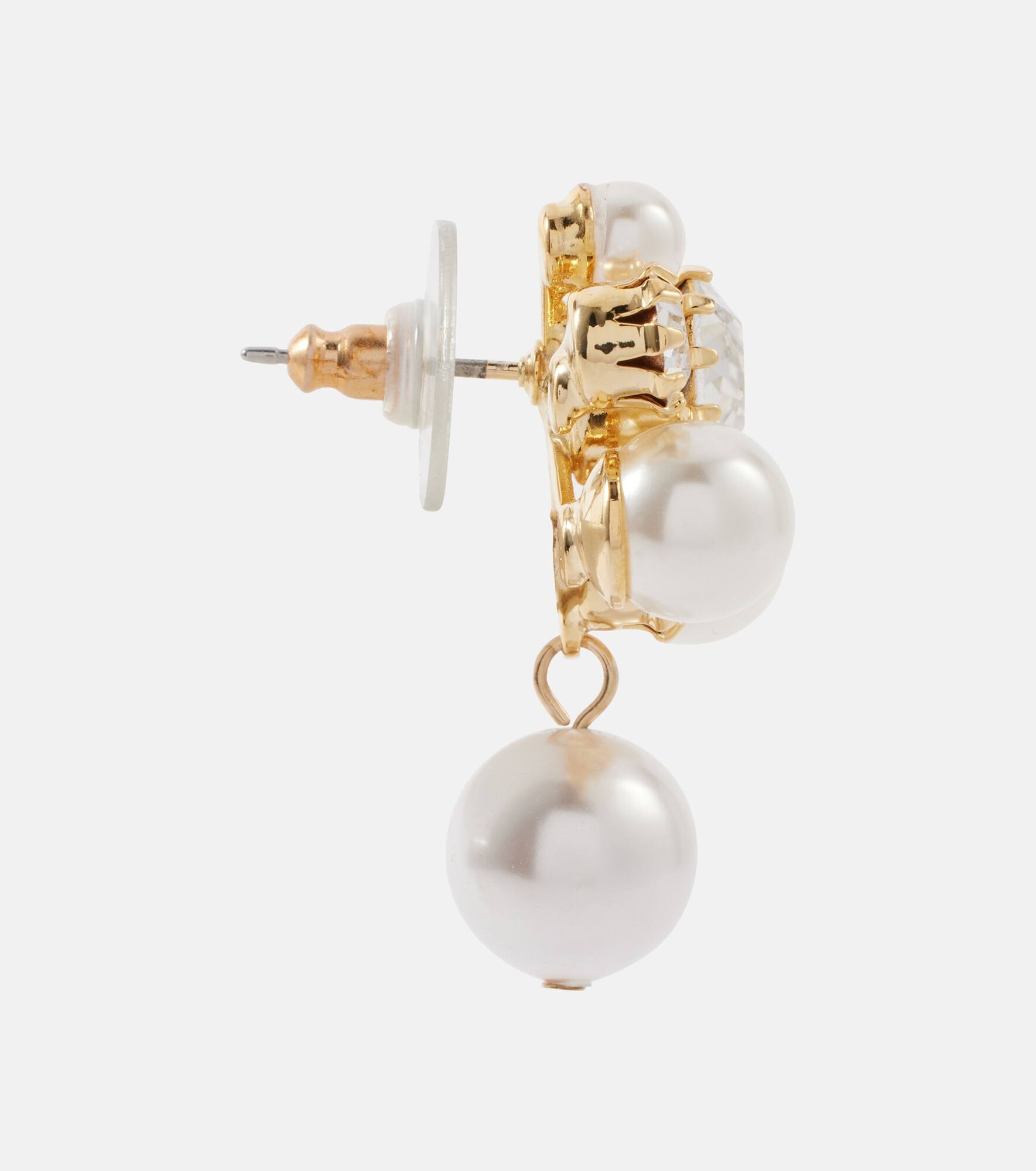 Bristol crystal-embellished faux pearls gold-plated stud earrings - 2