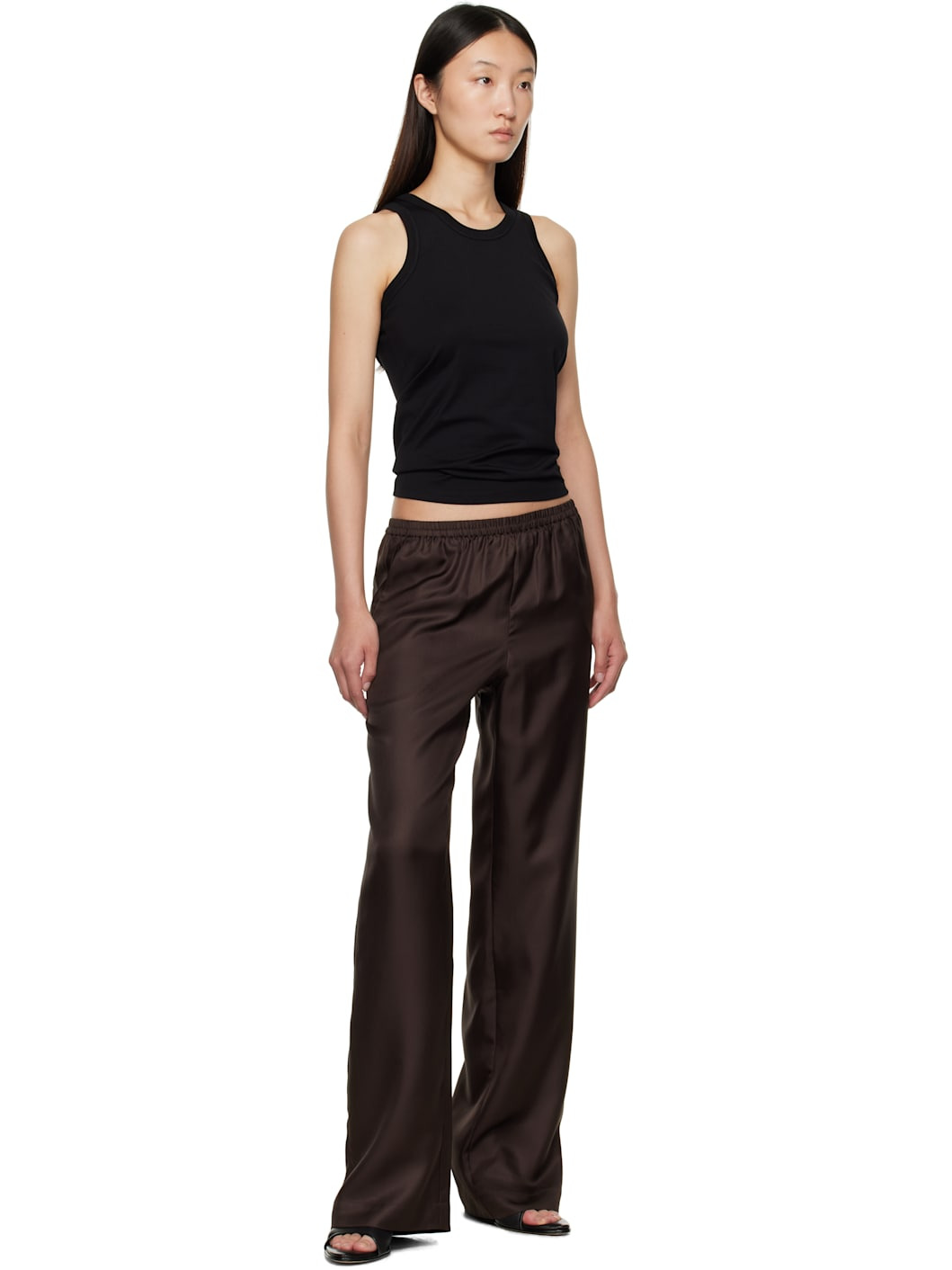 Brown Alera Wide-Leg Silk Trousers - 4