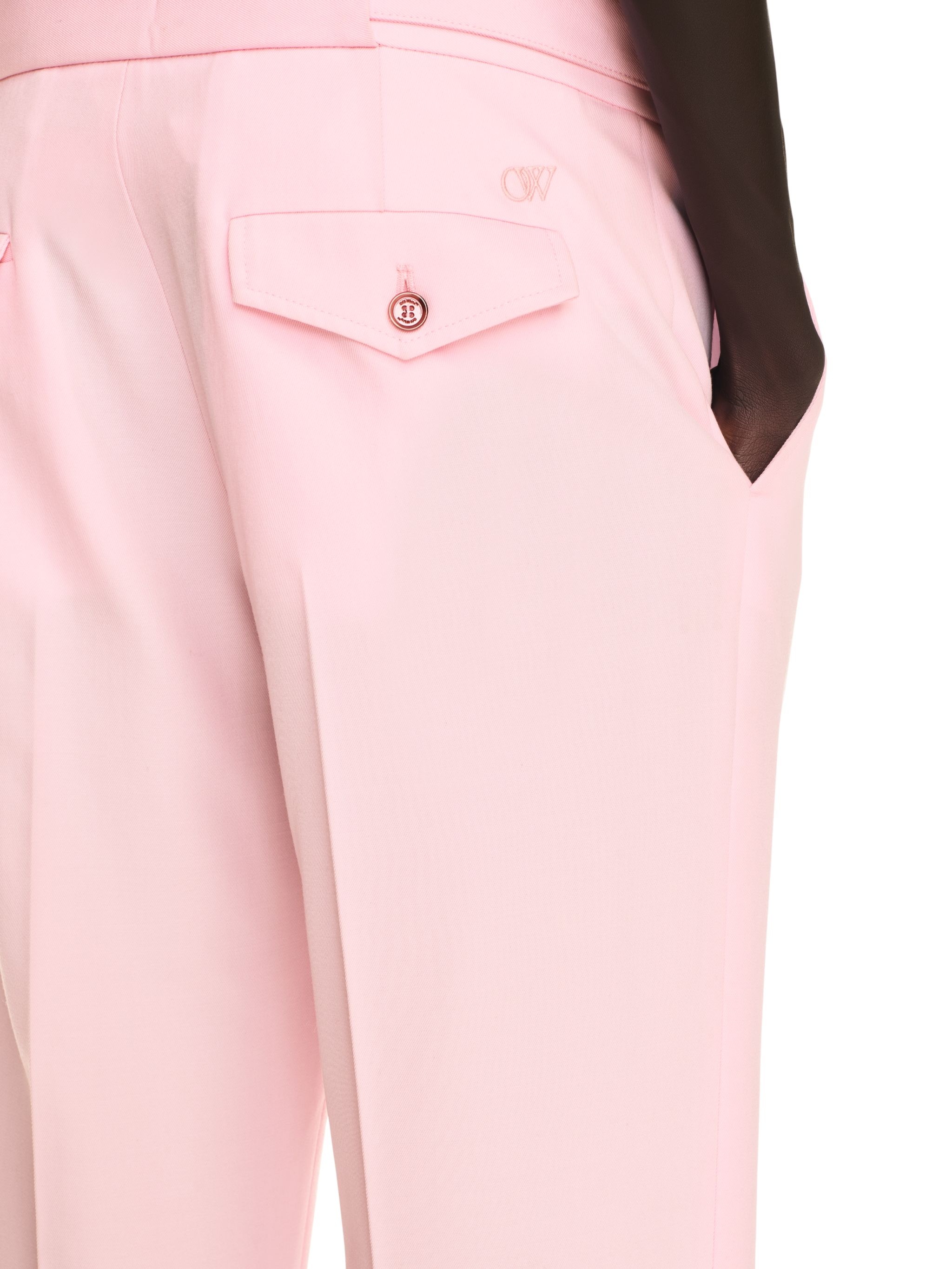 Pink Wool Slim Tailored Pants - 5