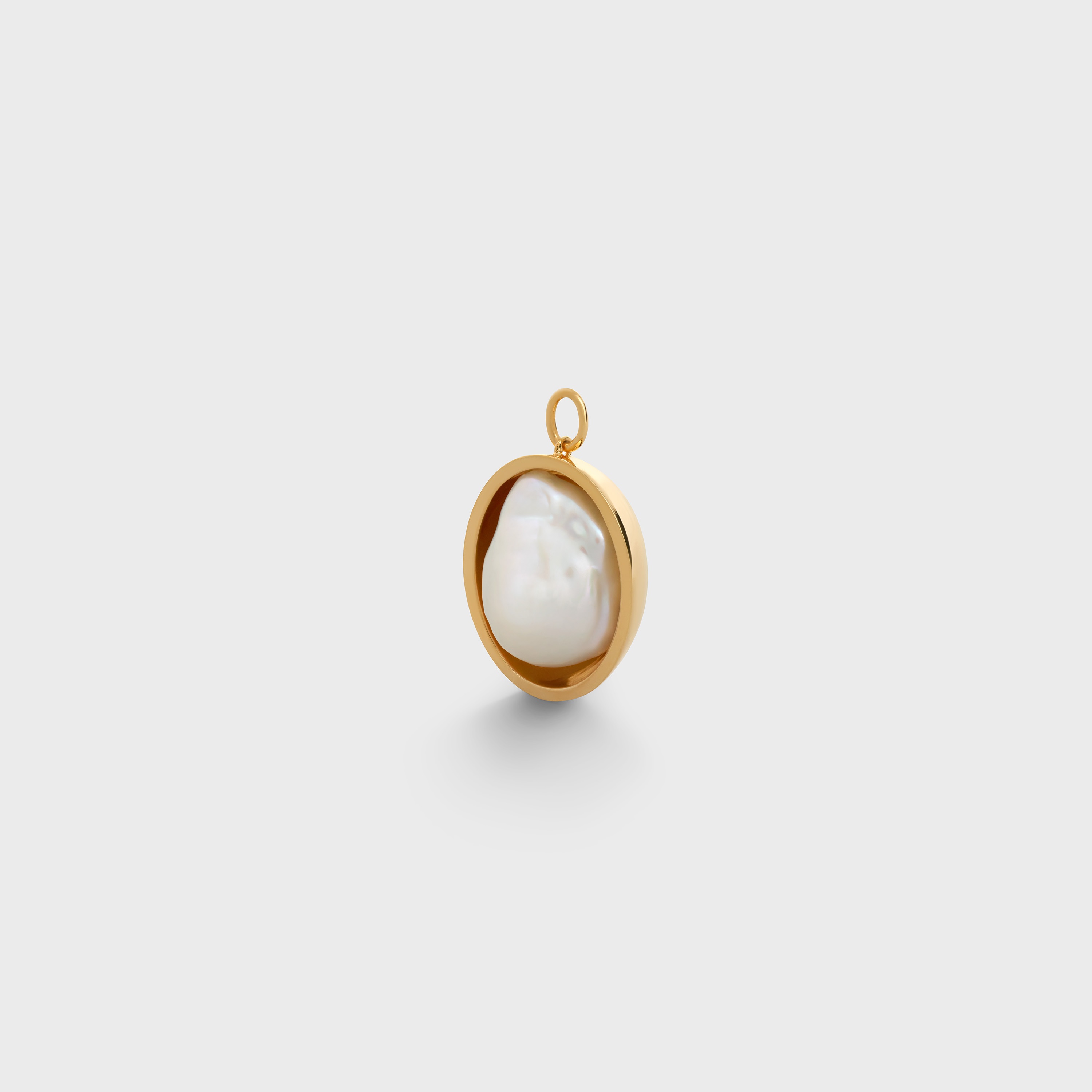 Celine Separables Pearl Oval Pendant in Brass with Gold Finish and Cultured Pearl - 2