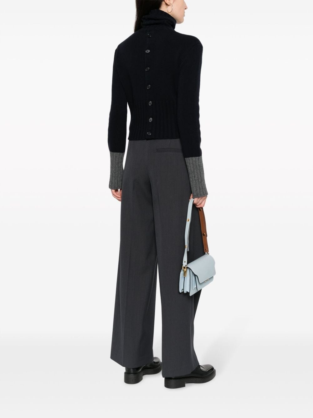 colour-block virgin wool roll-neck jumper - 2