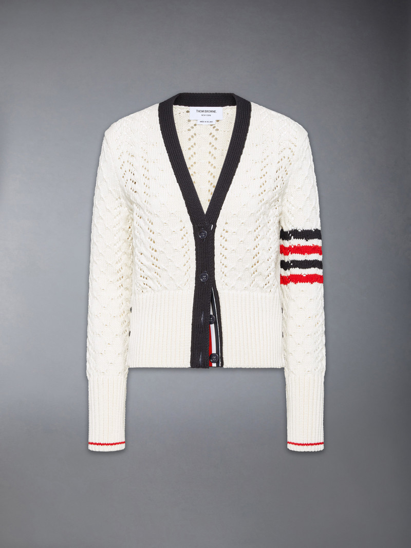 CABLE POINTELLE STITCH MERINO WOOL 4-BAR CARDIGAN 1