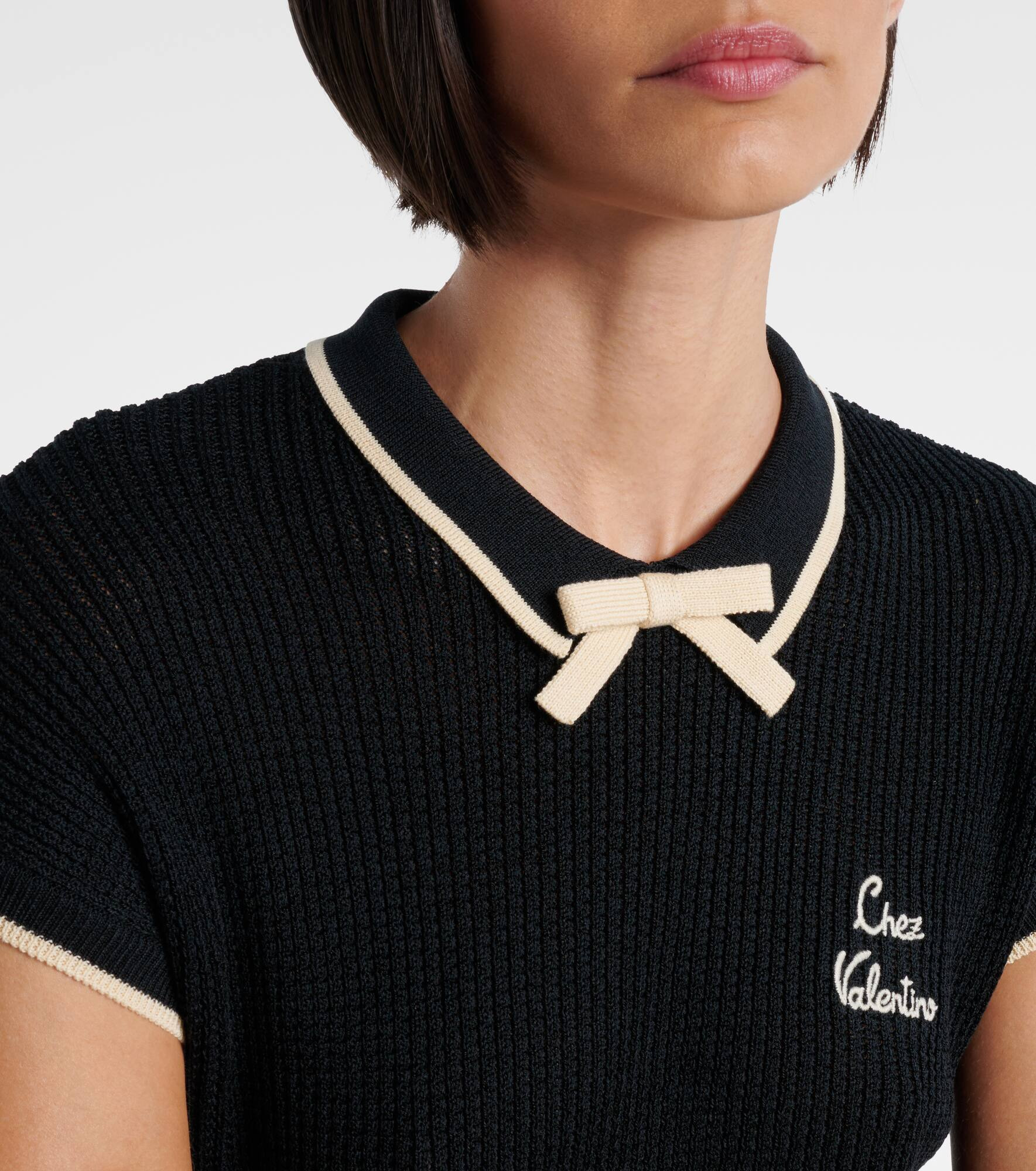 Bow-detail logo cotton-blend top - 4