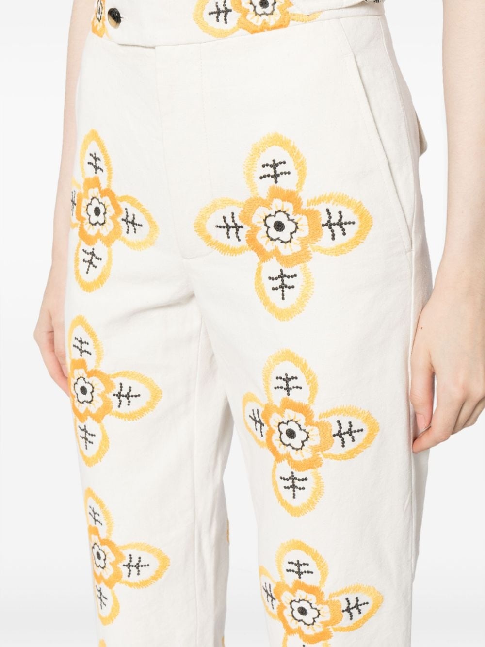 Buttercup embroidered straight-leg trousers - 5
