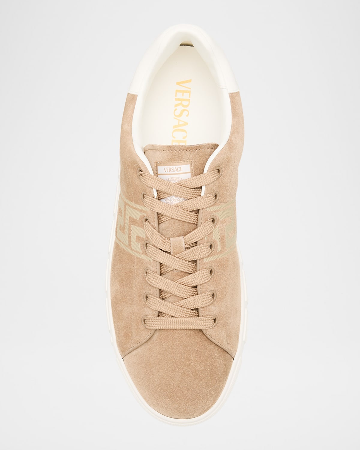 Men's La Greca Greek Key Suede Low-Top Sneakers - 5