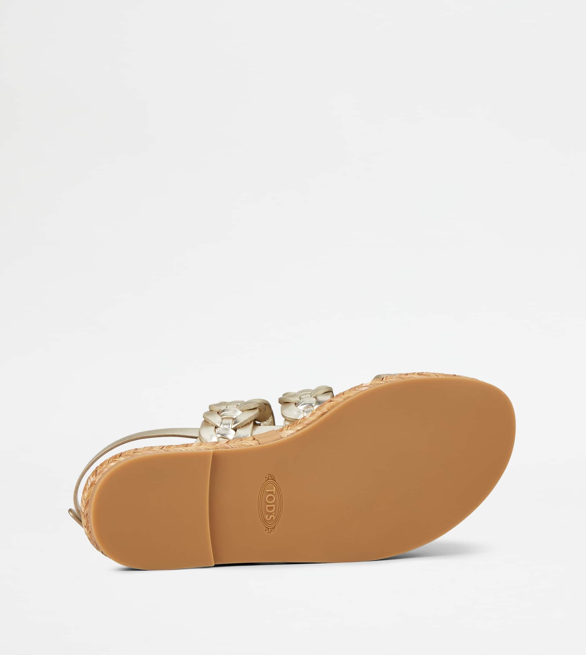 SANDALS IN LEATHER - GOLD - 4