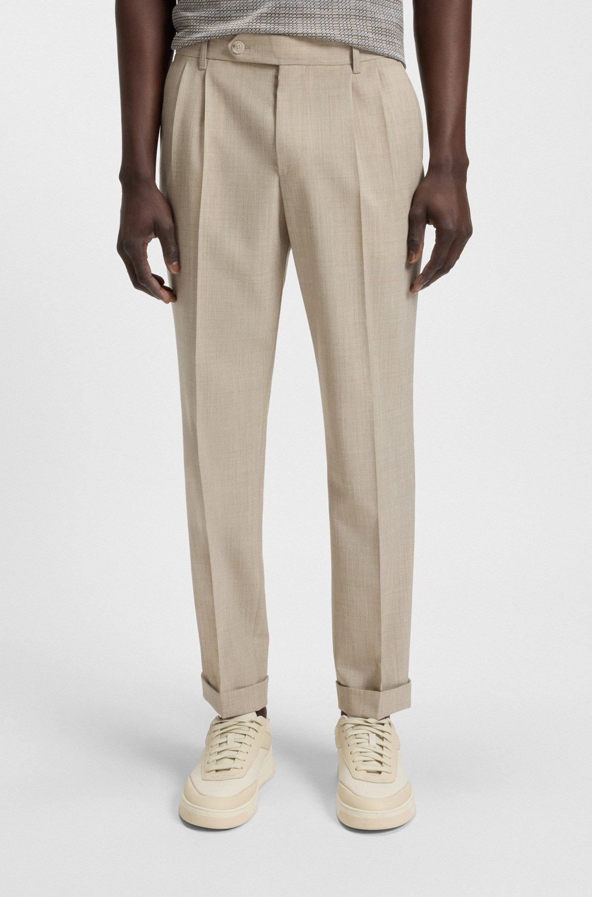 REGULAR-FIT PANTS IN MICRO-PATTERNED WOOL - 2
