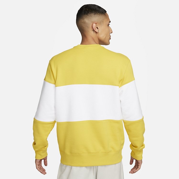 Nike Club French Terry Colour-Blocked Crew 'Vivid Sulphur' FB7849-709 - 3
