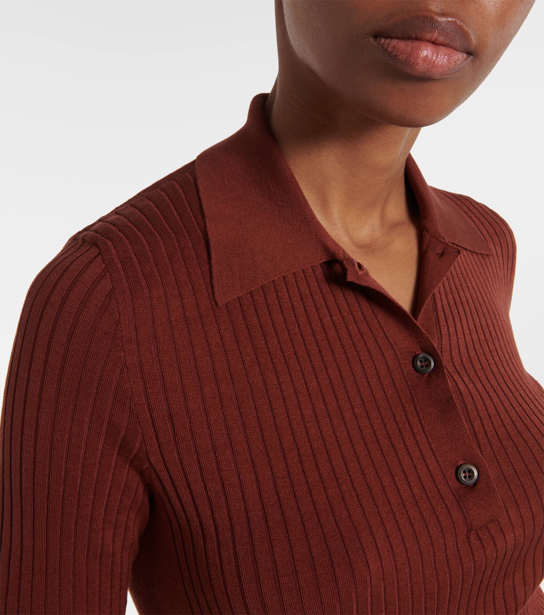 Cotton-blend polo sweater - 4