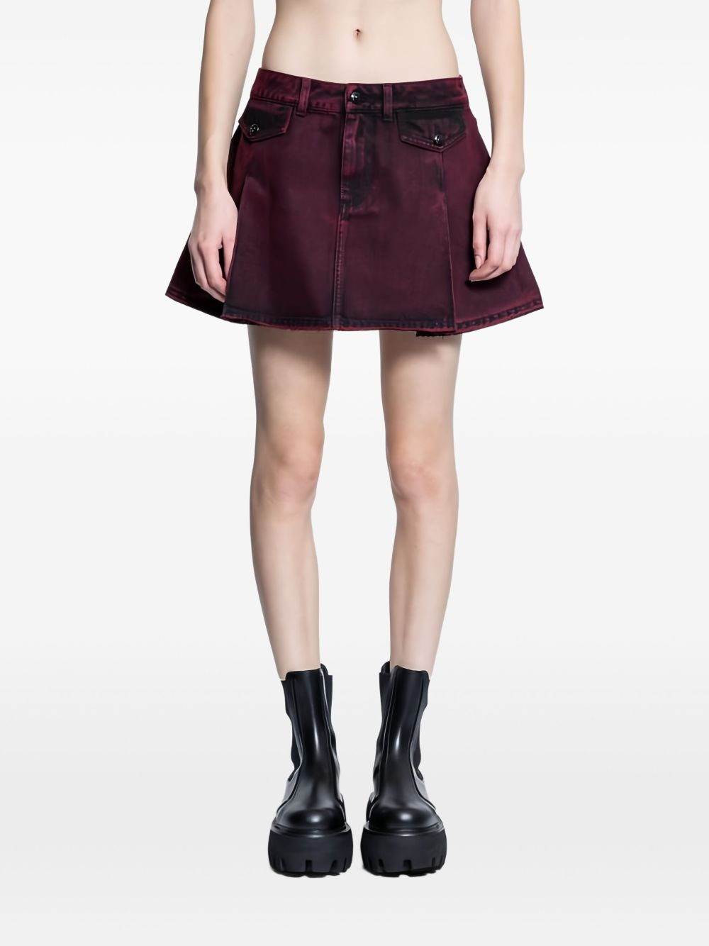 dyed denim mini skirt - 1
