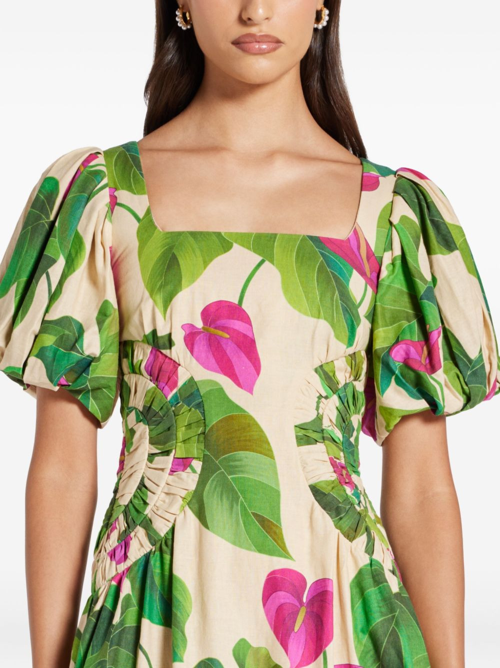 puff-sleeve floral-print mini dress - 5