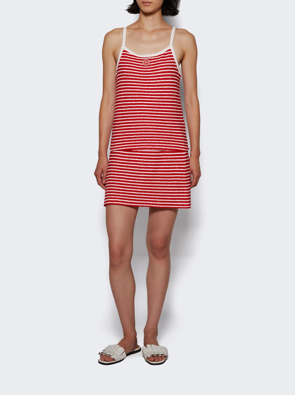 Serif Logo Striped Terry Tank Fire Red Stripes - 5