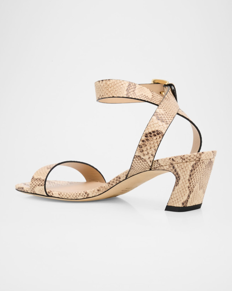 Stuart Weitzman 50mm Sai Snake-Embossed Leather Ankle-Strap Sandals outlook
