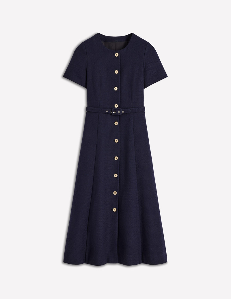 Charlotte Cotton Midi Dress-Navy 1