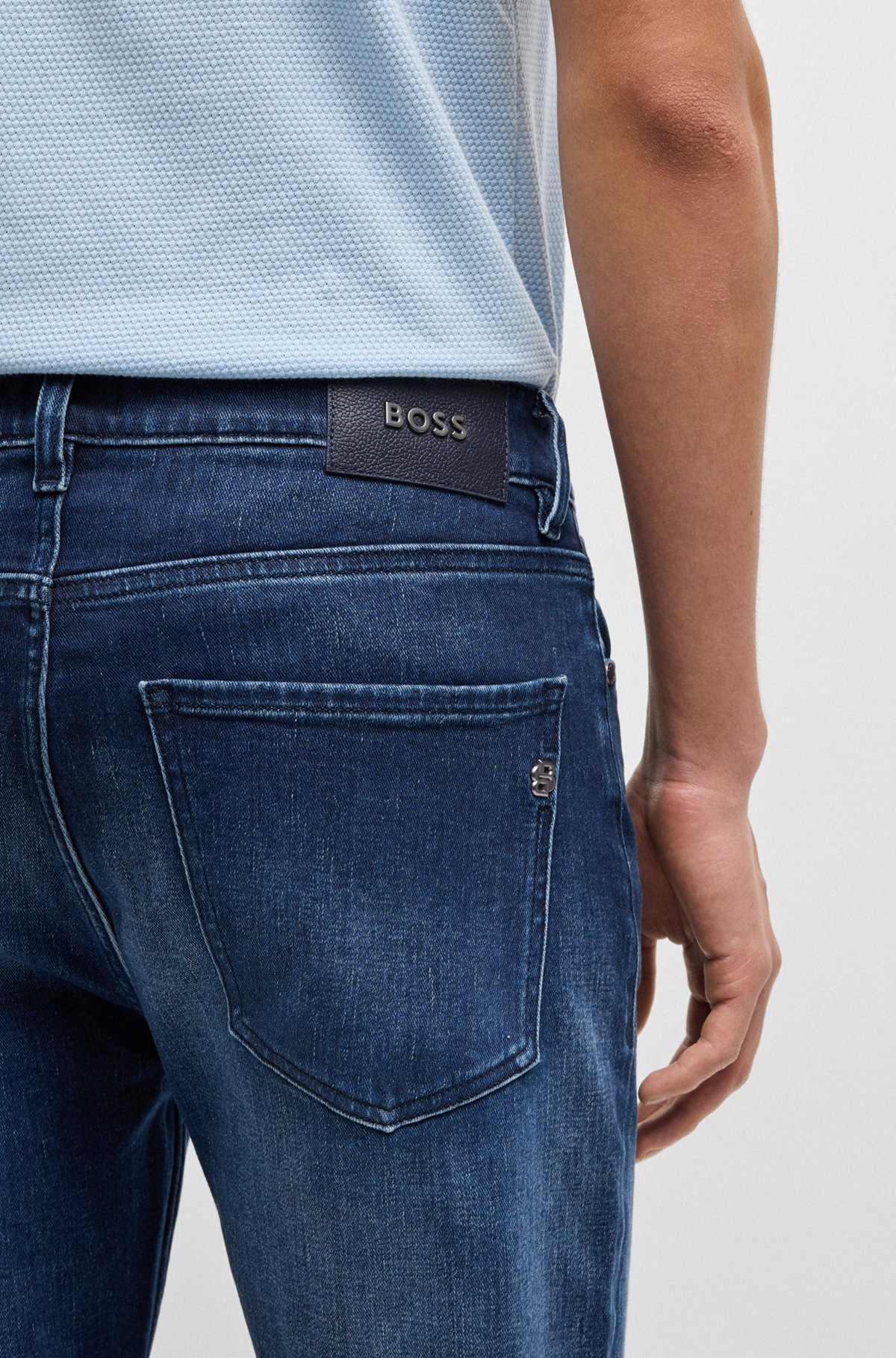DELAWARE SLIM-FIT JEANS IN DARK-BLUE STRETCH DENIM - 5