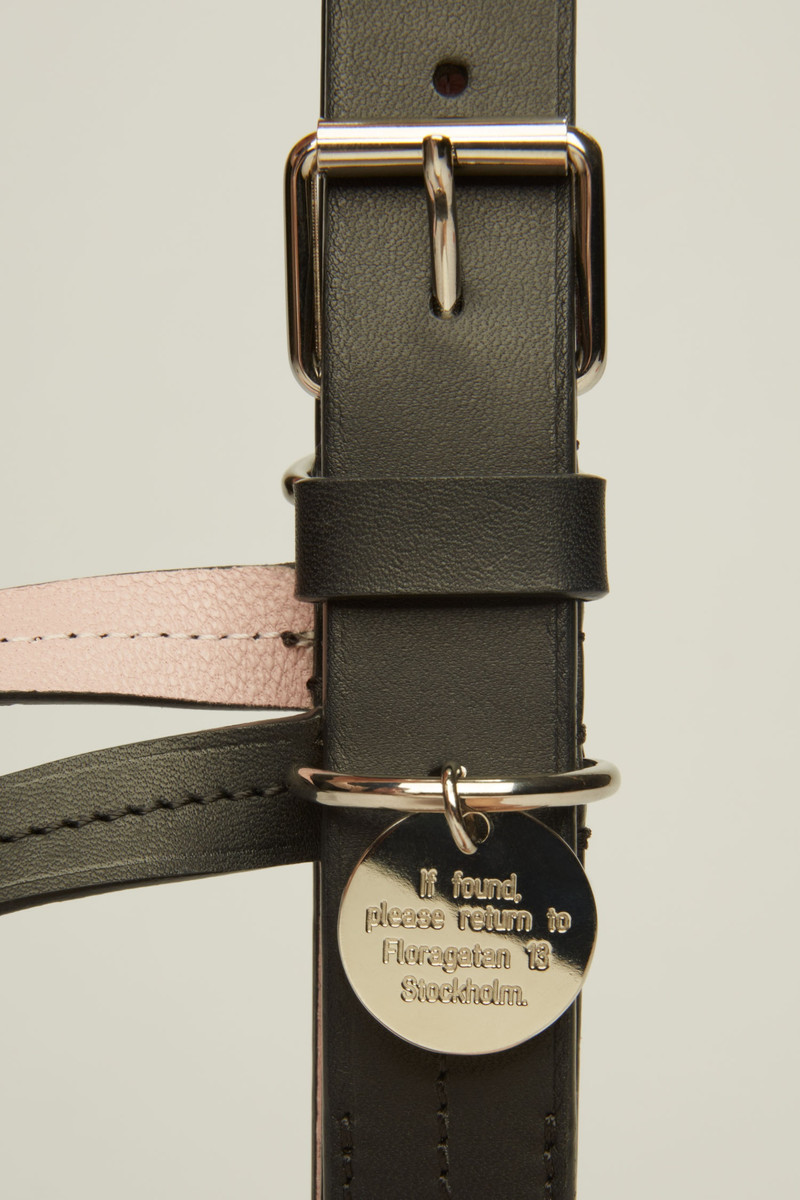 Harness leather belt black/pink 3