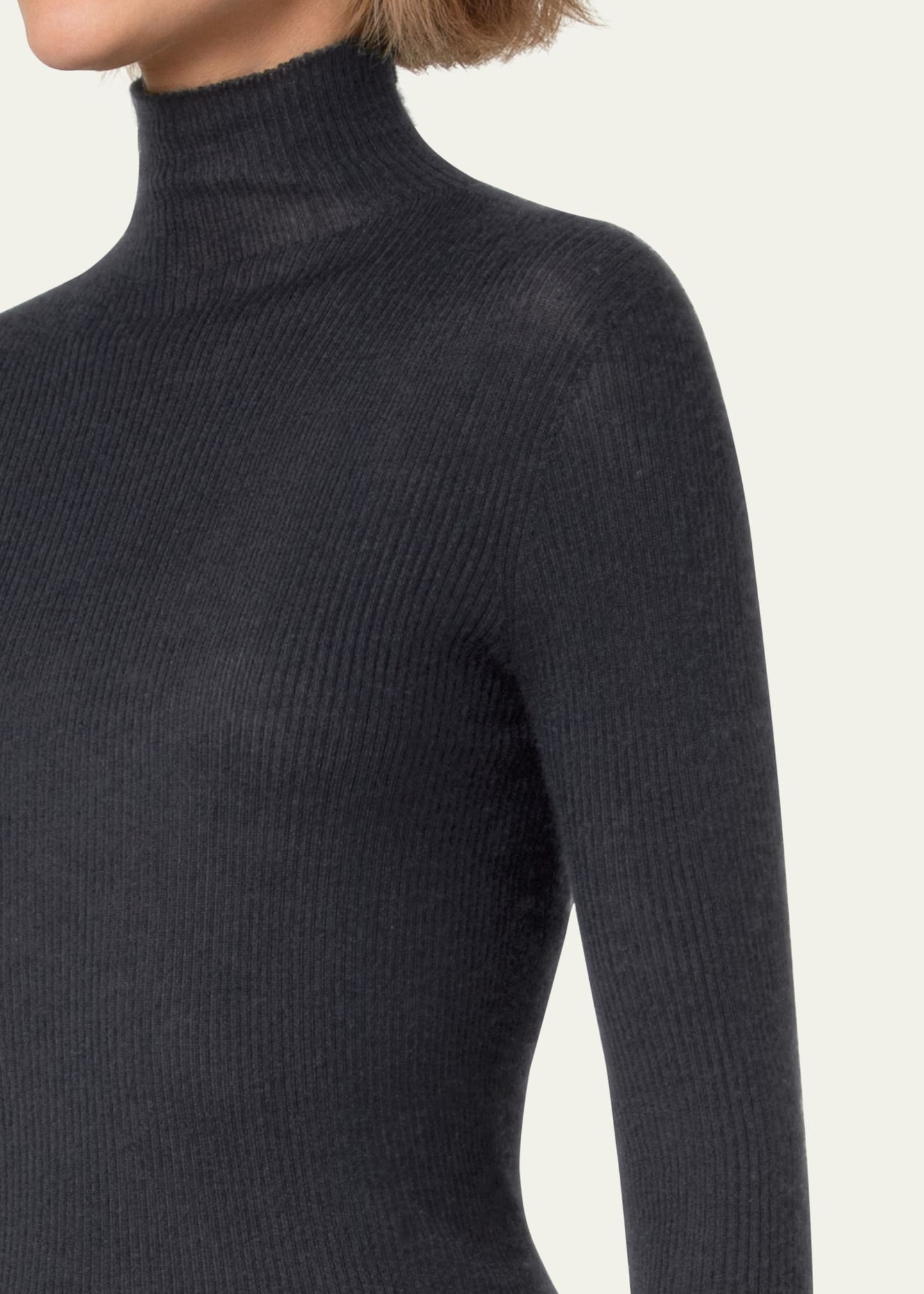 Cashmere-Blend Fine Ribbed Knit Top - 5