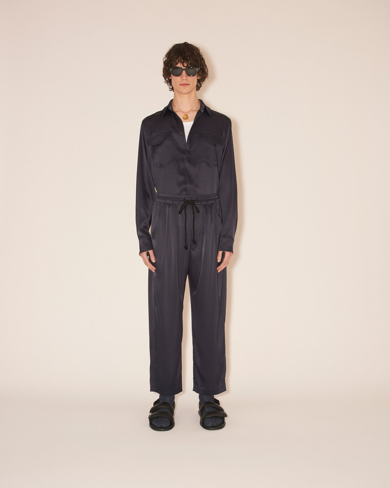 FLORIAN - Technical satin long sleeve - Navy 3