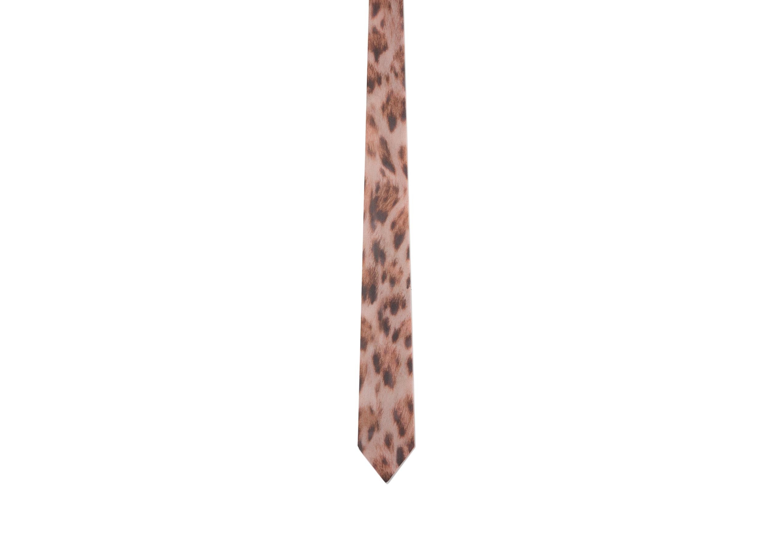 CHEETAH CREPE DE CHINE TIE - 1