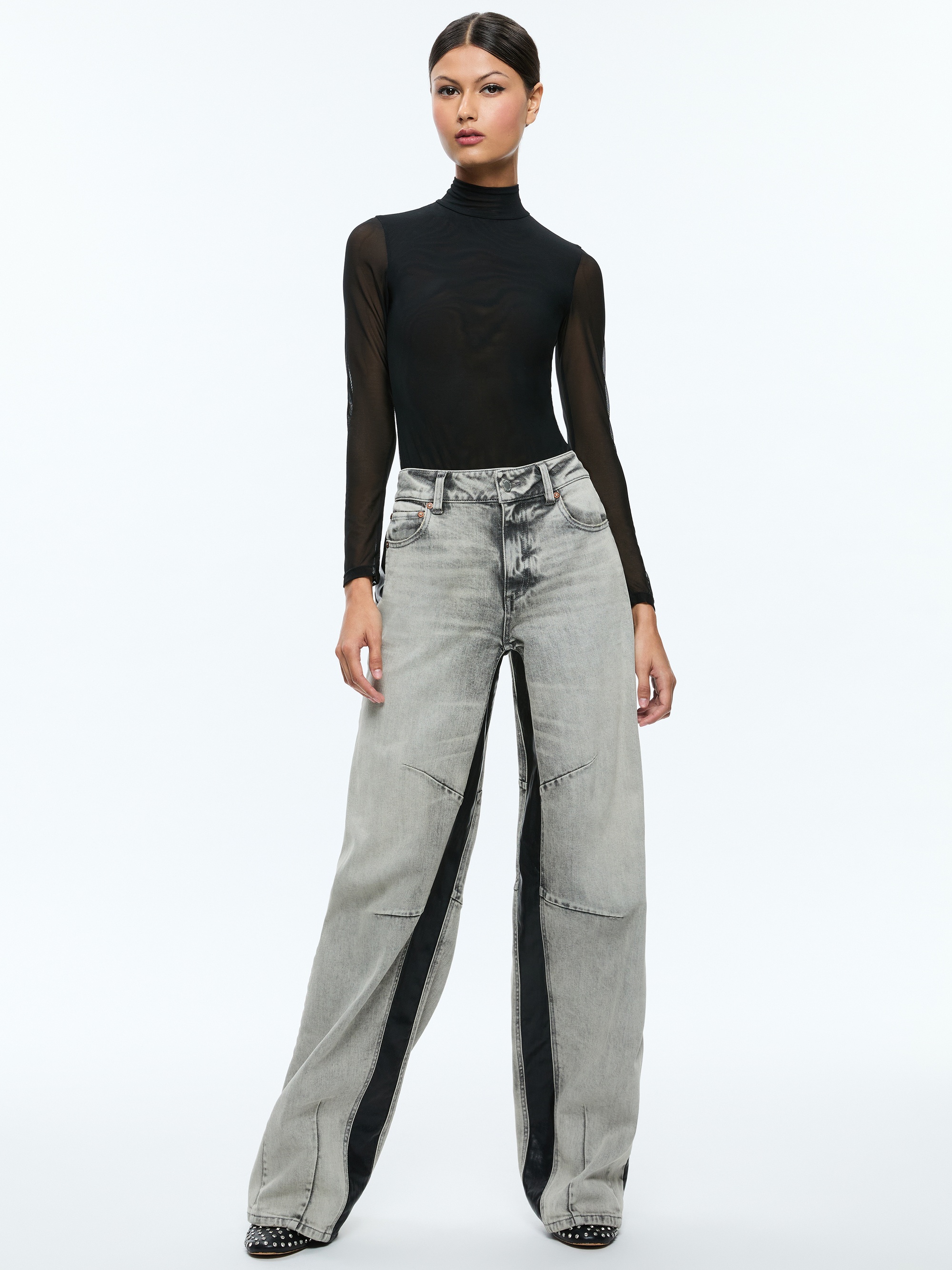 PARKER LOW RISE BALLOON LEG JEAN WITH CONTRAST PANELING - 2