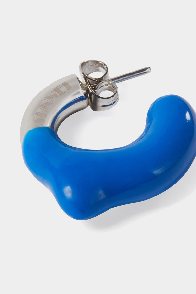 MINI RUBBERIZED EARRINGS SILVER / deep blue 3